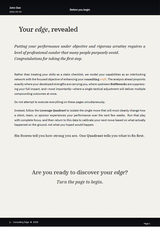 Opening page: before you begin.